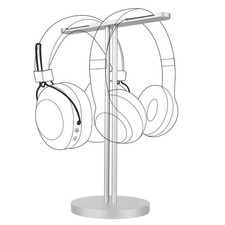 Geekria Aluminum Alloy Dual Headphones Stand for Bose QC45, QC35 (Silver)
