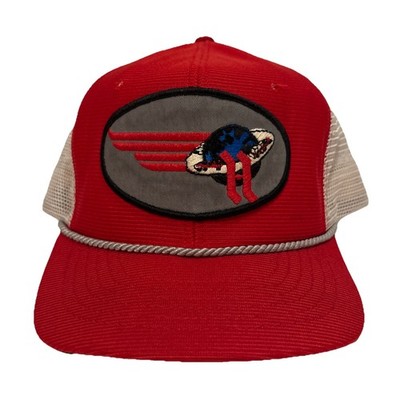 Vintage Halliburton Mesh Snapback Patch Trucker Hat Red Gray Crowell Cap Co.