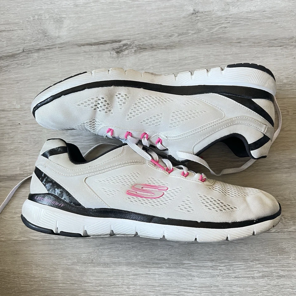 Skechers Women's Flex Appeal 3.0 Size 11 White Black Pink - Image 2 of 4