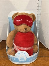 NIB Teddy Bear Plush and 40" x 50" Throw Blanket  SLEEP MASK Set