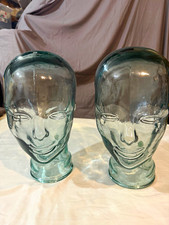 Vintage Vidrios San Miguel Clear mannequin heads, set of 2. Made in Spain.
