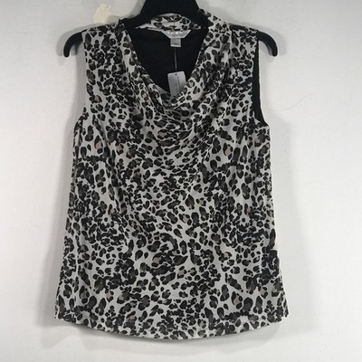Christopher & Banks Animal Print Tank Top, Women's Size S - Nude/Black