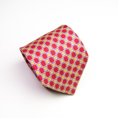 Henry Cottons Krawatte Rot Blau Gelb Blumen Ornamente 100% Seide Made in Iataly