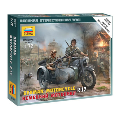 GERMAN MOTORCYCLE R-12 WITH SIDECAR KIT 1:72 Zvezda Kit Mezzi Militari -D- Neues