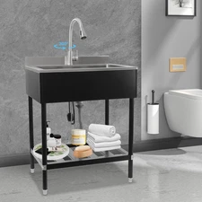 Stainless Steel Sink, Free Standing Single Bowl Kitchen Sink, Sink for Kitchen