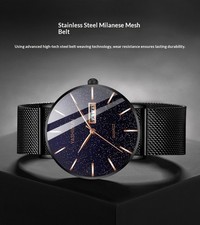 Men's Waterproof Starry Sky Wristwatch Dual Date Display Luxury Analog Quartz
