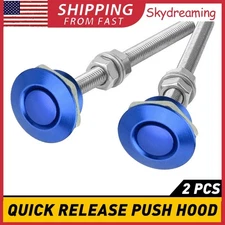 Button Push Quick Release Hood Bonnet Pins Lock Clis Bumper Latch Blue Upgrade