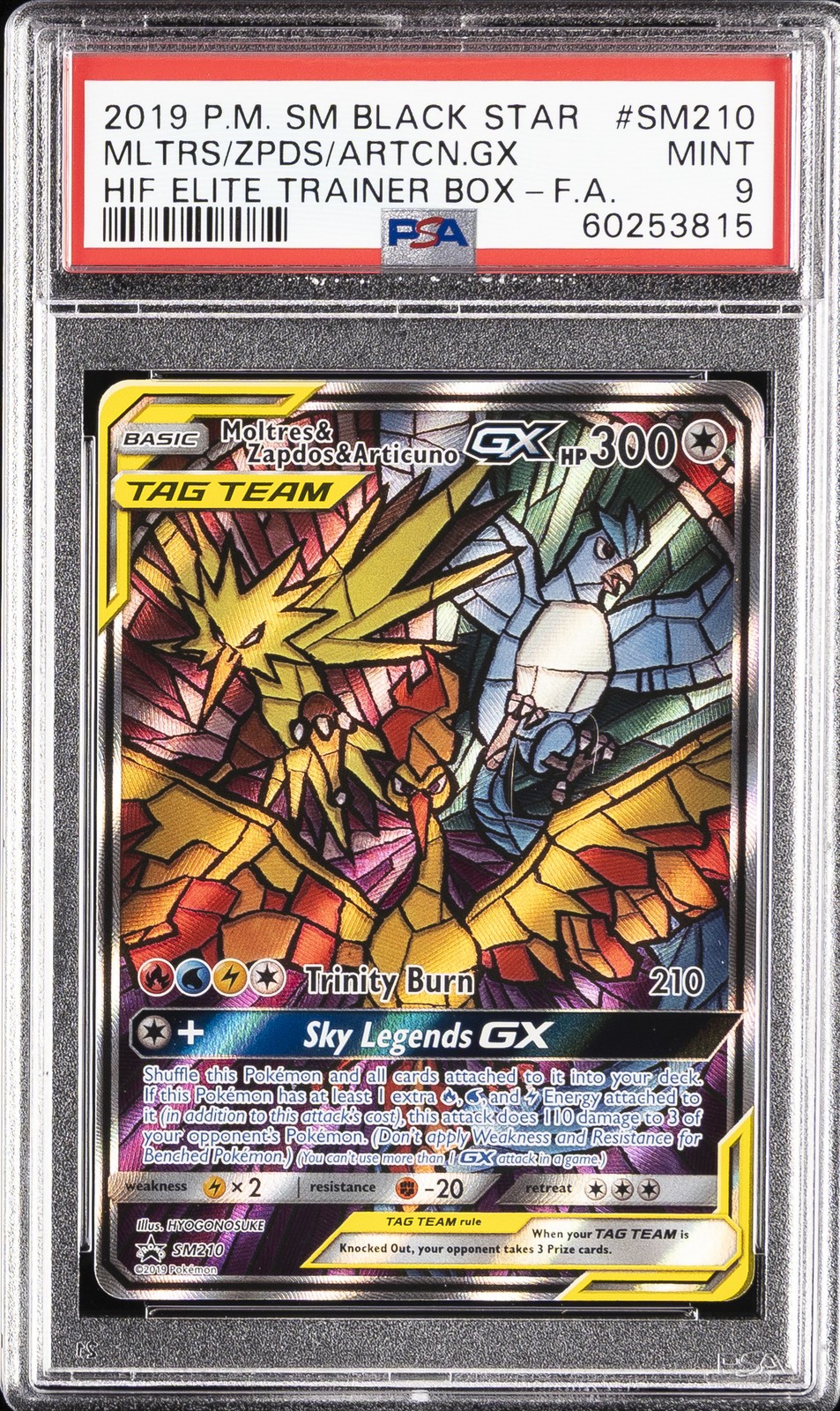 2019 POKEMON SM BLACK STAR PROMO FULL ART/MOLTRES & ZAPDOS & ARTICUNO GX PSA 9