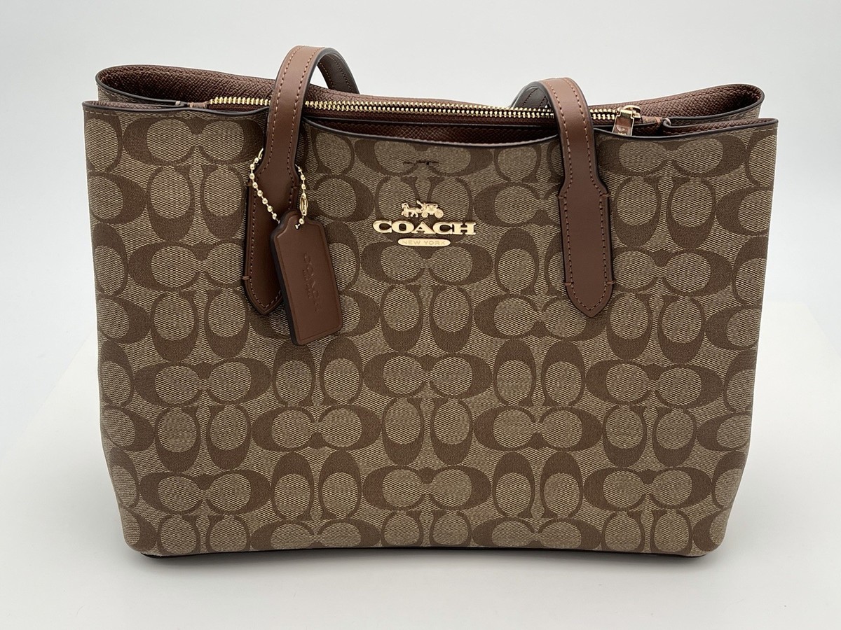 COACH Signature Brown Large Avenue CarryAll Tote Bag With Tag