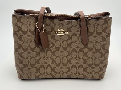 COACH ブラウンロゴトートバッグ COACH Signature Brown Large Avenue CarryAll Tote Bag With Tag