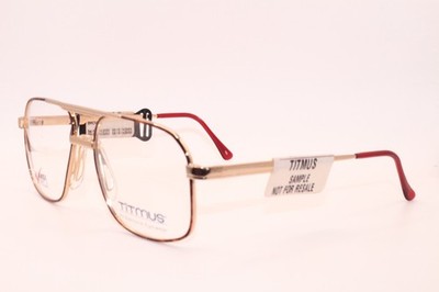 NEW TITMUS TORTOISE GOLD RED TEMPLE TIPS AUTHENTIC DESIGNER EYEGLASSES 54-16