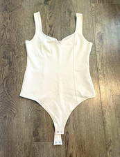 Abercrombie Fitch Women's Solid Beige One Piece Bodysuit Strap, Size M