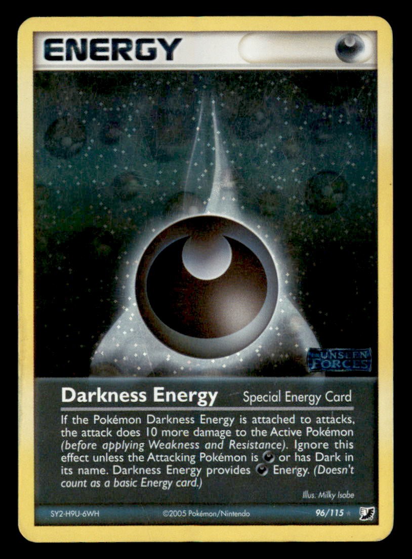 Darkness Energy 96/115 Rare Unseen Forces Pokemon Reverse Holo Heavily Played