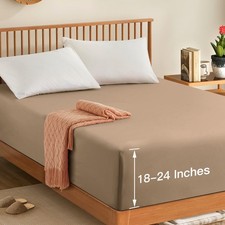 Cal King Extra Deep Pocket Fitted Sheet Only 1800 Thread Count Taupe