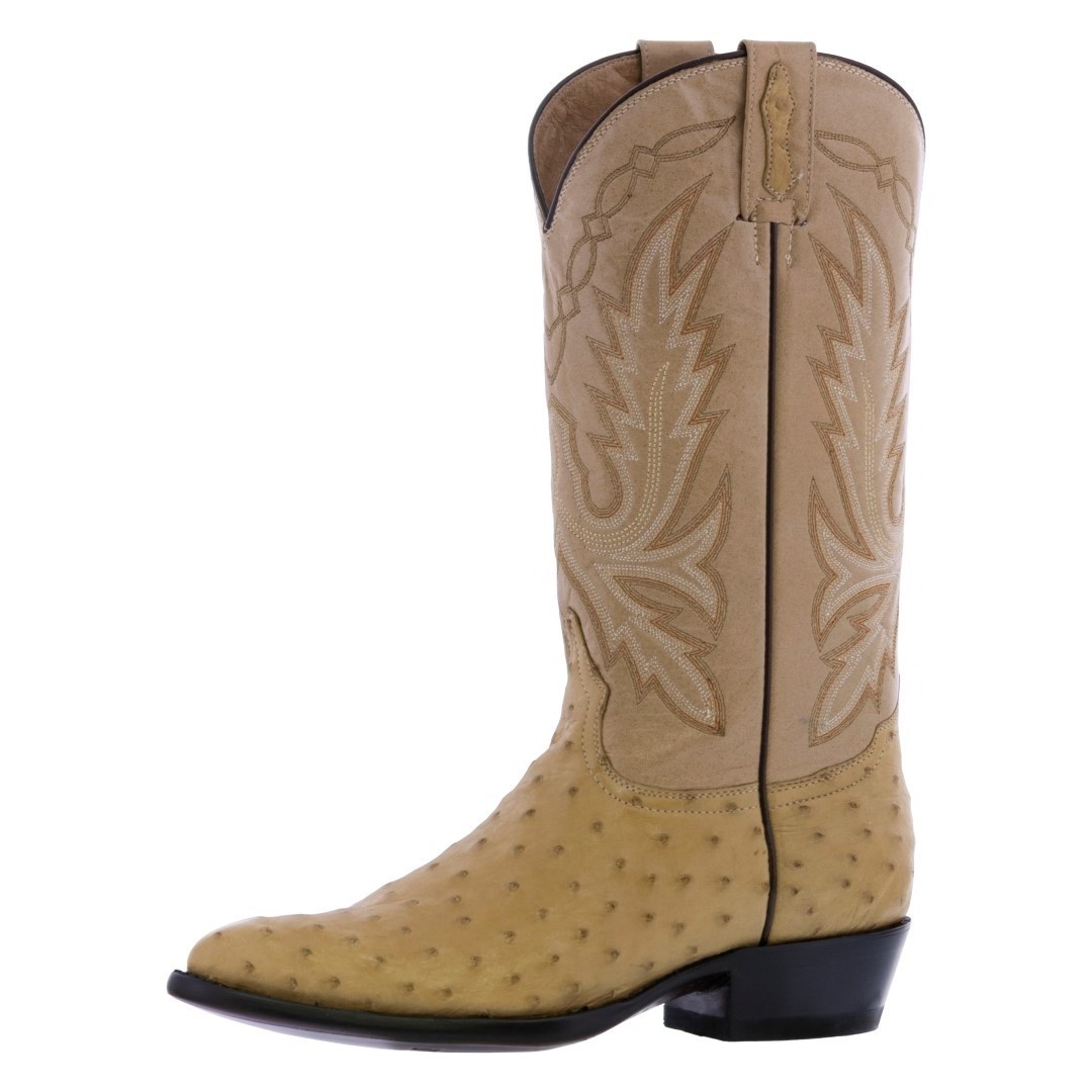 Mens Western Boots Sand Ostrich Quill Skin Leather Rodeo Fashion Size 6, 7, 13.5