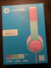 NEW JLAB JBUDDIES 2nd Gen Folding Kids Headphone’s Pink &Teal Age 2-12