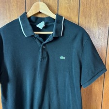 Vintage y2k Lacoste Regular Fit Black Polo Shirt Mens Size 6 Preppy Heritage