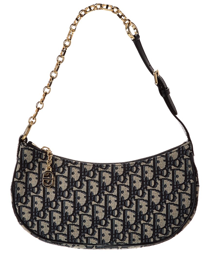 Женская холщовая сумка через плечо Dior Oblique синего цвета