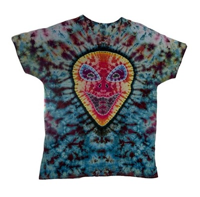 Tie Dye Shirt Psychedelic Alien Ice Dye Blue Green Handmade Cotton Size L Unisex