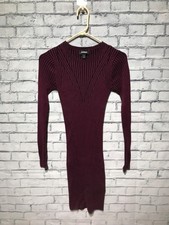 Express, XS, Black/Red Ribbed Striped Long Sleeve Pullover Sweater Dress, Winter
