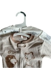 Carter's 2-Pack Footed Zip Sleepers 18 Months Cotton Knit Animal/Stripe