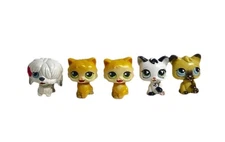 Littlest Pet Shop LPS Yellow Cat Magic Motion Moving Licking Tongue Lot of 5