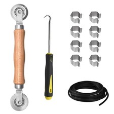 Window Screen Repair Kit, Steel Roller Tool with Bearing, Spline Removal Hook, 3