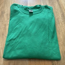 Gildan Unisex Ultra Cotton t-shirt Long Sleeve Crew Neck  Green size large 