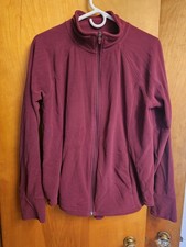 Old Navy Zip Up Fleece Maroon w/Pockets Thumb Holes Women's Size Large