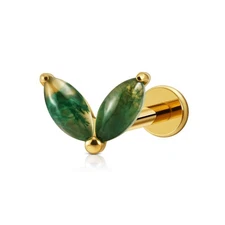 FINE4U 1PC ASTM F136 Titanium Piercing Jewelry for Tragus Conch Helix Flat La...