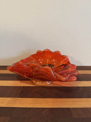 Vintage Viking Persimmon Orange Glass Bon Bon 1509 Dish 6.5  No Chips Or Cracks