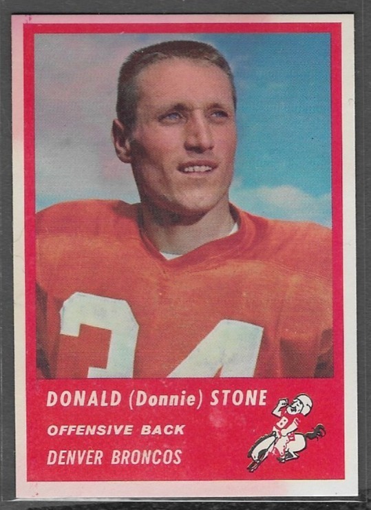 Donald Stone #80 Football Cards 1963 Fleer trading card — raw and PSA graded price guide