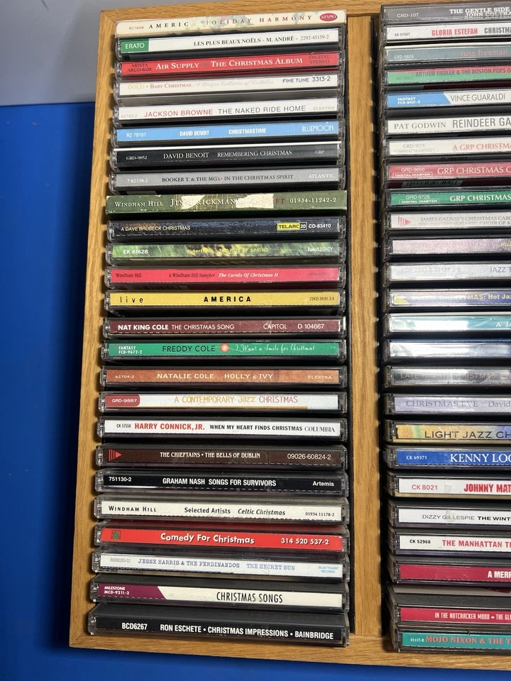 Lot of 75 Christmas Music CDs with Wooden Display Rack – Holiday Collection - Image 3 of 4
