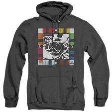 Monopoly Game Board Mens Heather Hoodie Black Officially Licensed