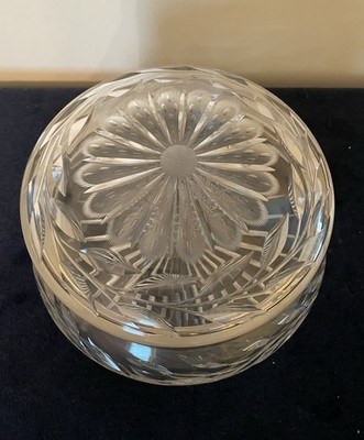 Brilliant Cut Glass Hinged Crystal Vanity/Dresser Box Excellent Large Size