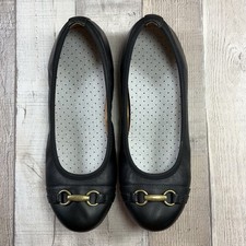 Vionic Delanie Women's Size 8 Ballet Flat Shoes Leather Orthotic Slip On Black