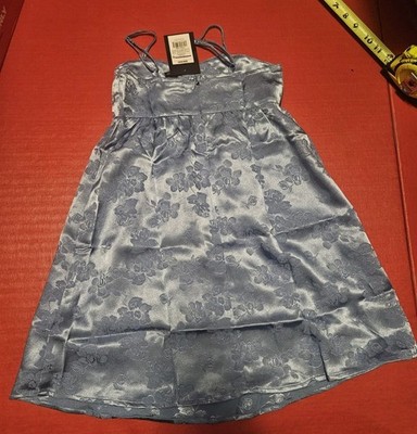 Art Class Girls 6/6X Blue Satin-Look Floral Dress Spaghetti Strap NWOT