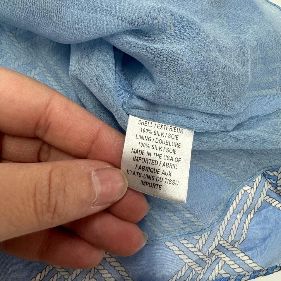 Regata Milly Bergdorf Goodman Feminina 0 Estampa de Diamante Azul Seda Vintage - Imagem 4 de 4