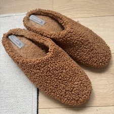 Everlane The ReNew Teddy Slipper Sherpa Faux Fur Slides Brown Womens Size 8