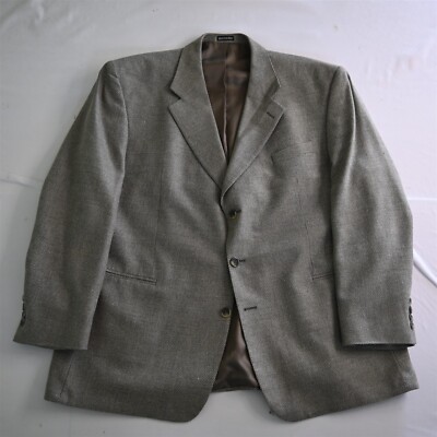Stafford 50R Gray Blanketweave Tweed Silk Wool Mens Blazer Jacket Sport Coat