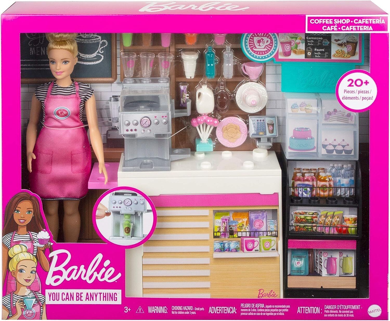 Barbie You Can Be Anything Coffee Shop Playset GMW03 21 Pcs Age 3