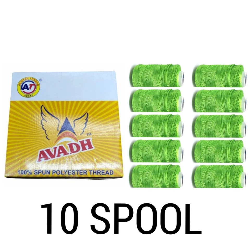 Avadh Spun Polyester NEON GREEN Thread suitable for all types of sewing - Image 2 of 3