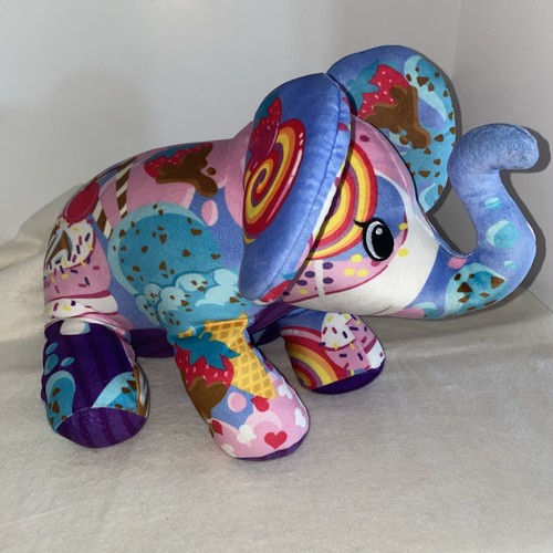 Pop Art Soft Cepia Mammoth ColorfulApple Strawberries Circles 16" Weighted Plush - Picture 3 of 6
