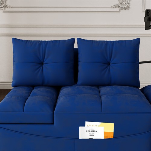 4 in 1 Sleeper Chair Modern Velvet Pull-Out Bed Loveseat Sofa Adjustable Back - Picture 6 of 9