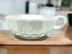 Vintage Westmoreland Milk Glass Paneled Grape Olive Dish Nappy Single Handle 5"