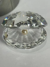 Swarovski Open Clam Shell With Pearl Rare Crystal Clear Figurine #014389 New