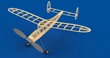 Duration Free Flight Rubber Model Twin-Tail Plans and Complete Balsa Kit 20"