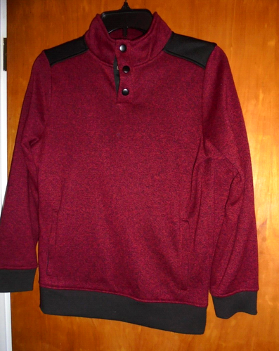 New BOYS URBAN PIPELINE BLACK Burgundy Sweater Fleece lined PULLOVER Size Large - Picture 2 of 6