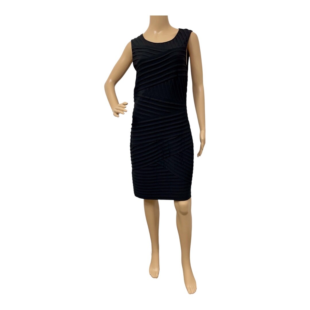 calvin klein black ruffle dress Calvin Klein Dress Above-Knee Ruffle Neck w Belt Black Size 8 SKU 0001 –  Designers On A Dime