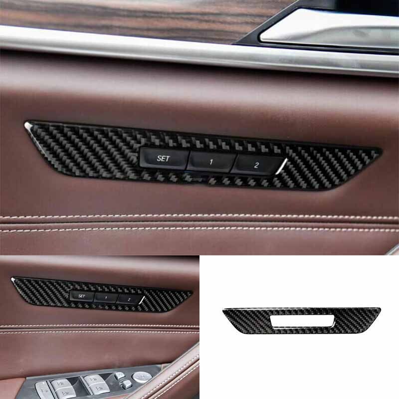 2018-22 Seat Memory Switch Button Cover Trim For BMW 5 Series Real Carbon Fiber